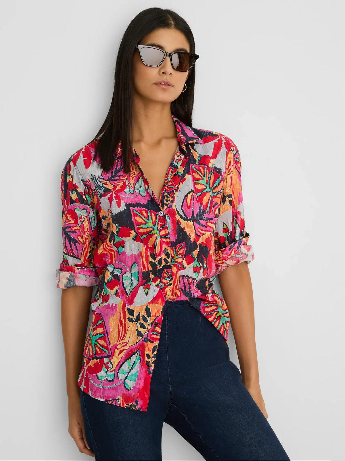 Red Multi Garden Cotton Shirt