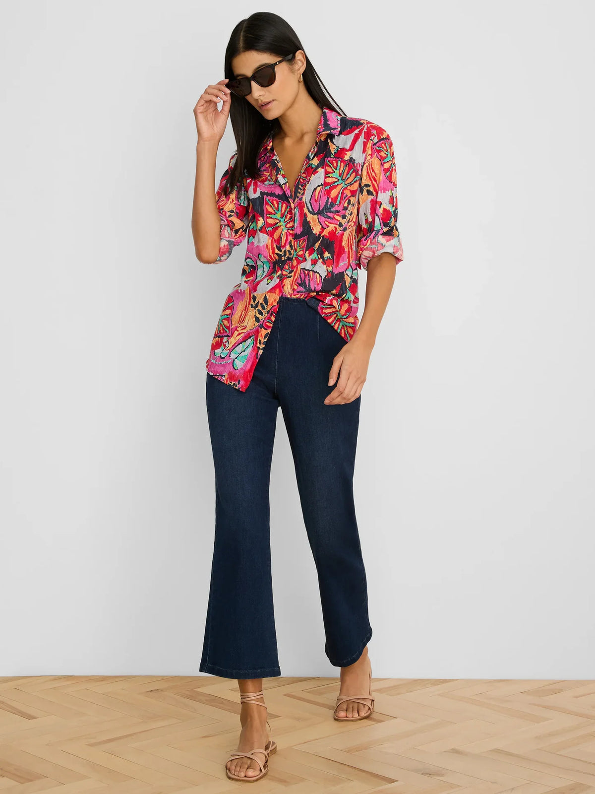 Red Multi Garden Cotton Shirt