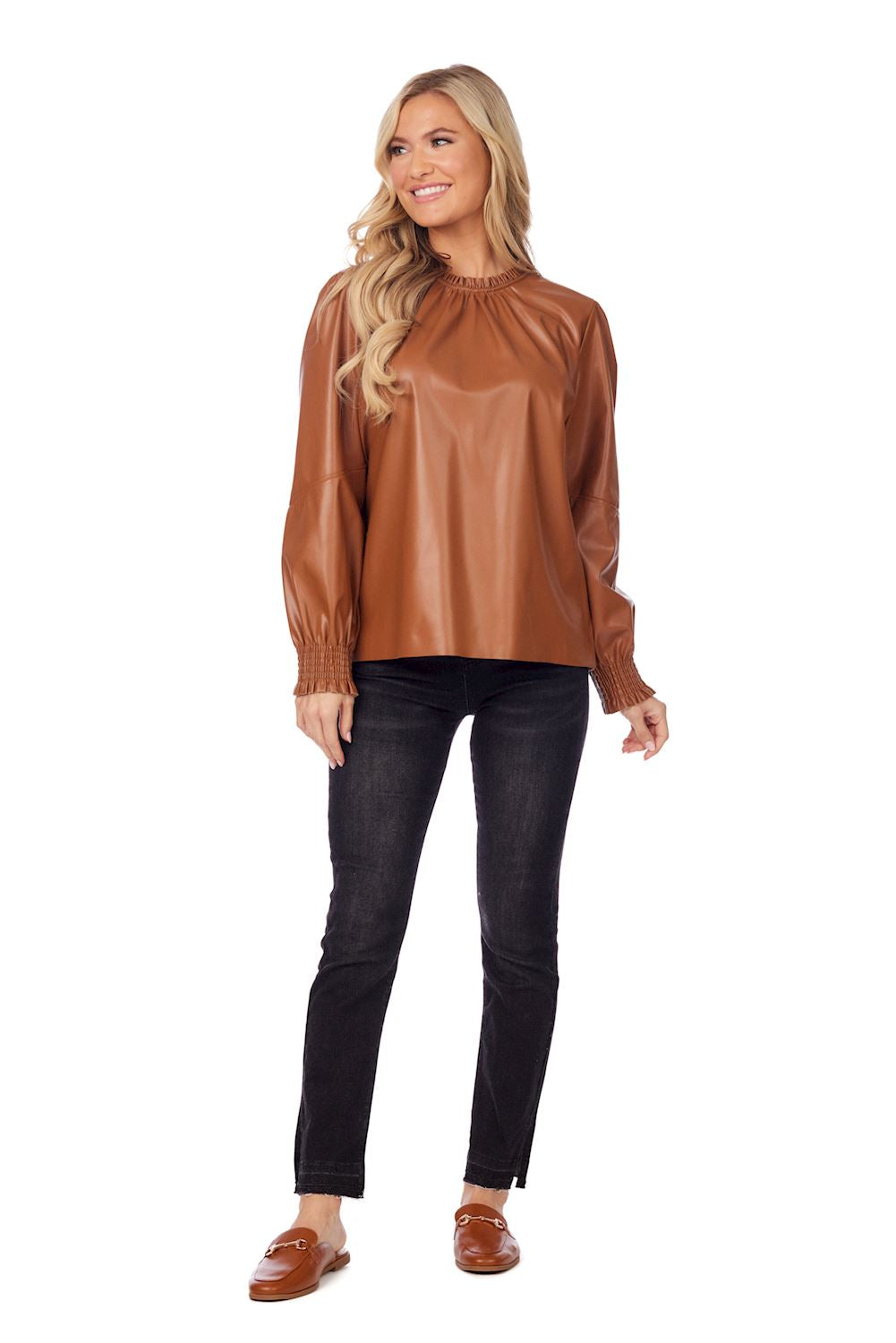 Tan Putnam Leather Top