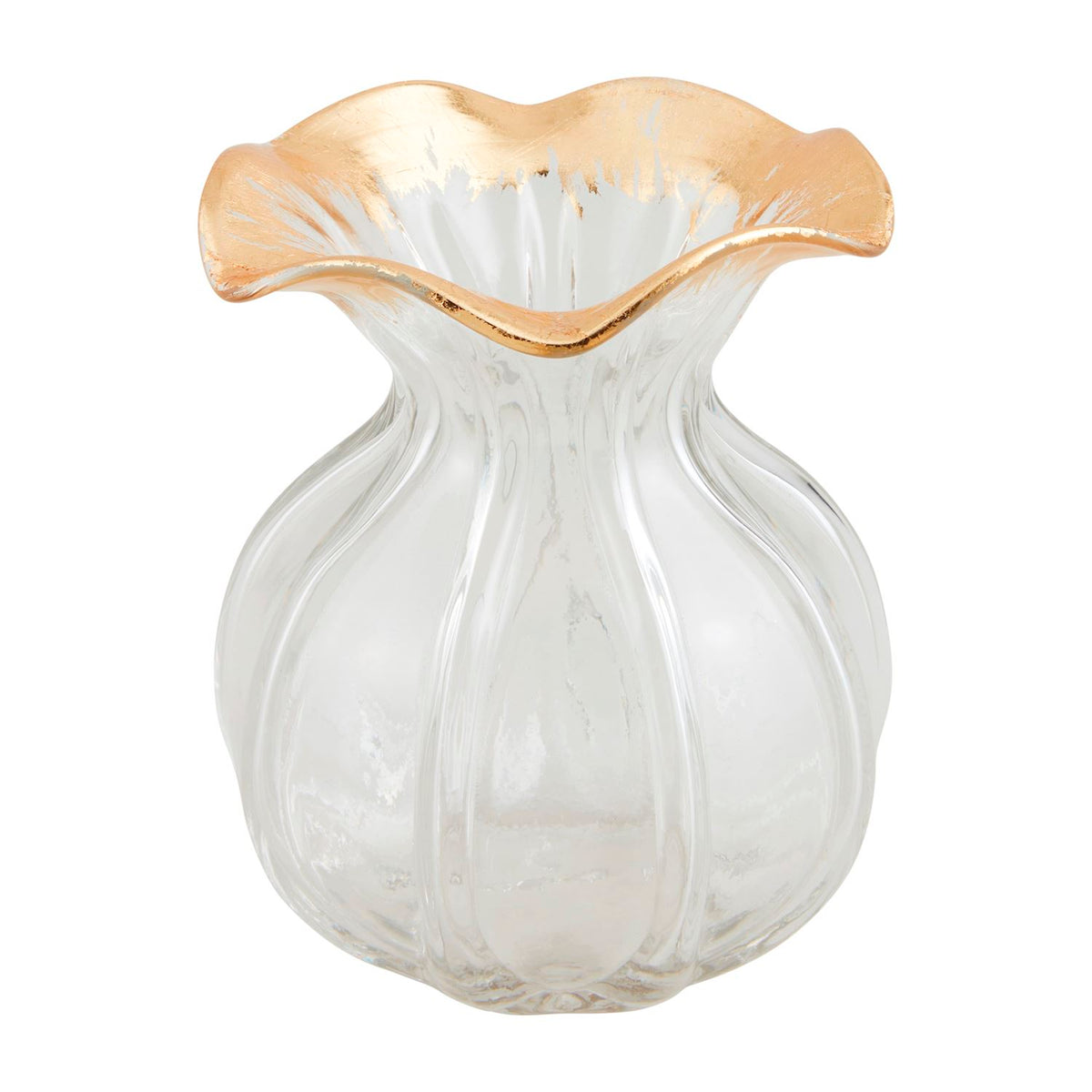 Ruffled Gold Glass Vase (Small)