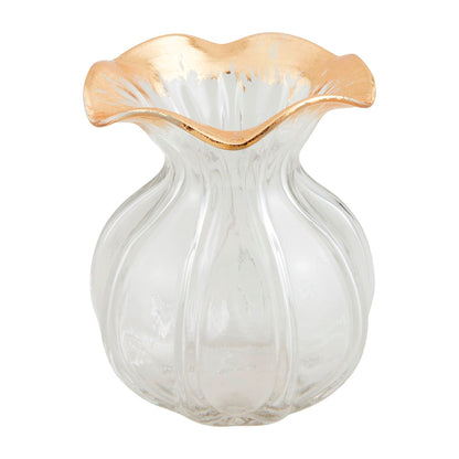 Ruffled Gold Glass Vase (Small)