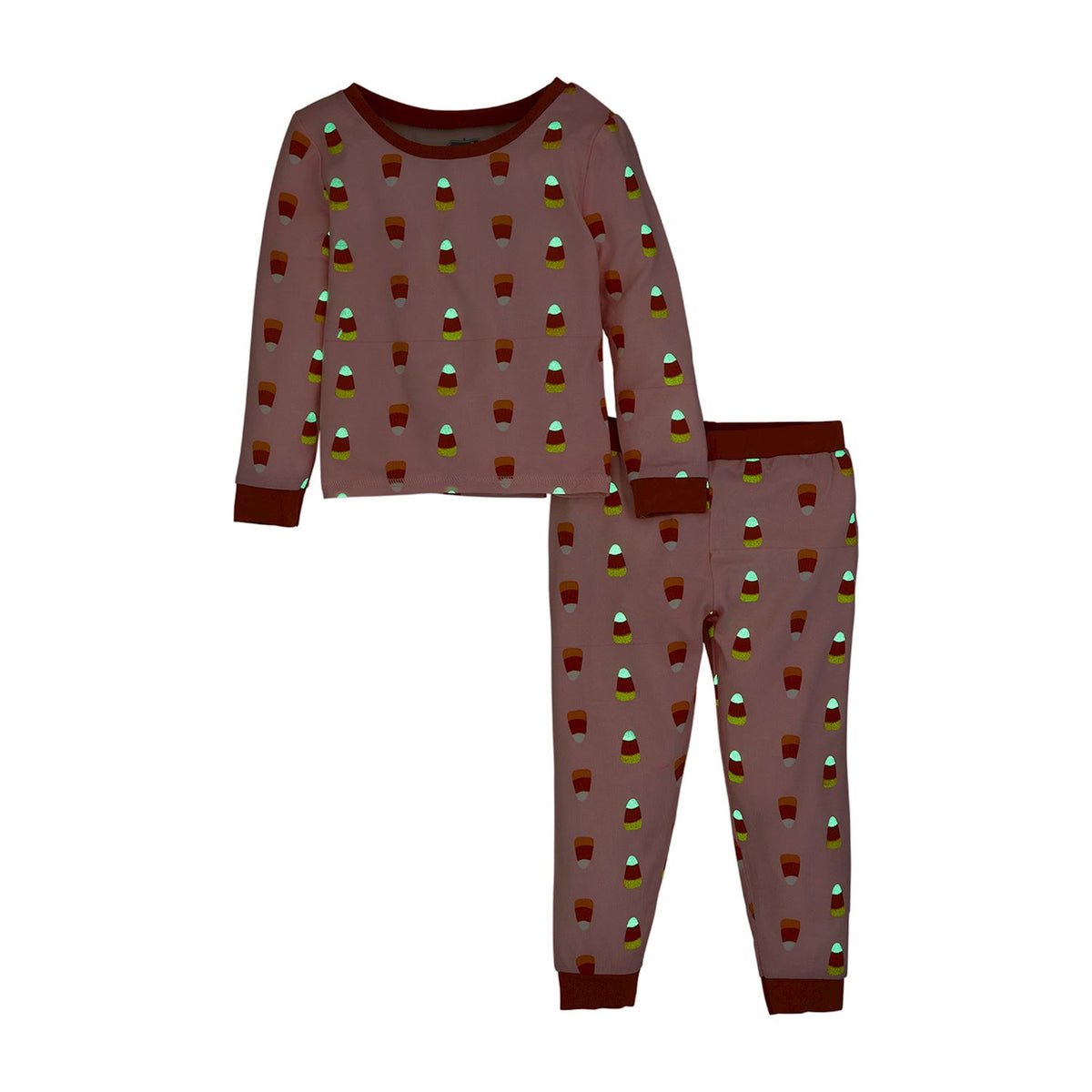 Pink Candy Corn Glow Pajama Set 3T