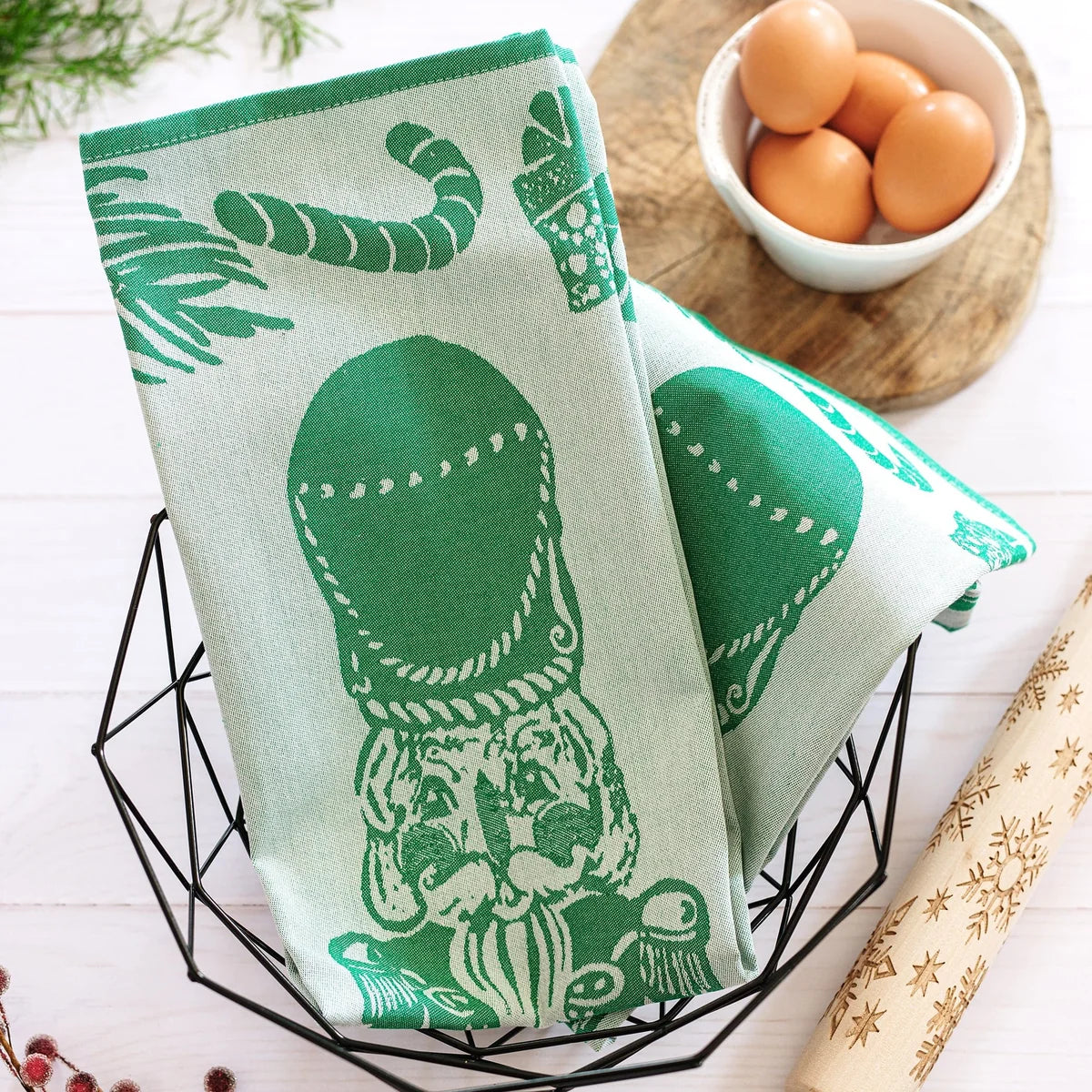 Strofinaccio Dish Towels - Green Nutcracker