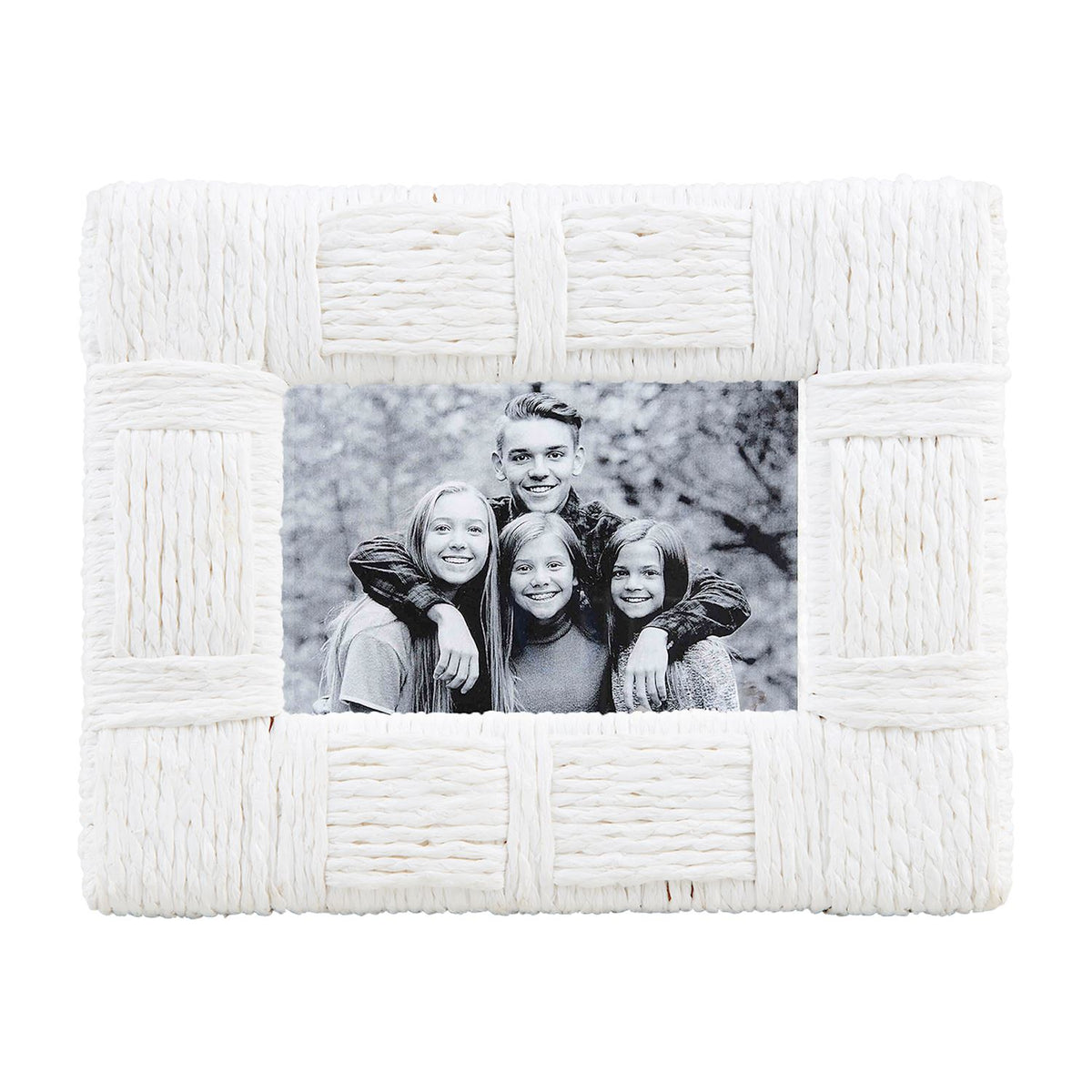 Large White Woven Rope Frame