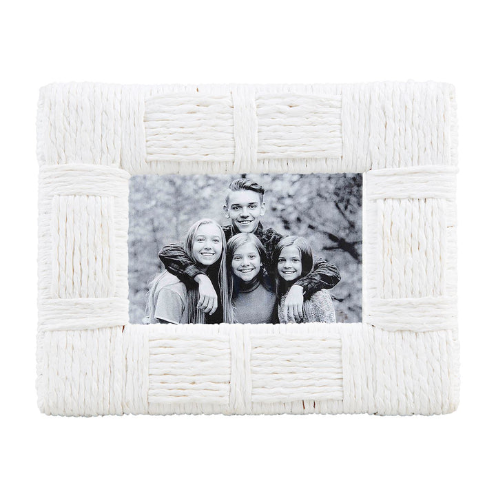 Large White Woven Rope Frame