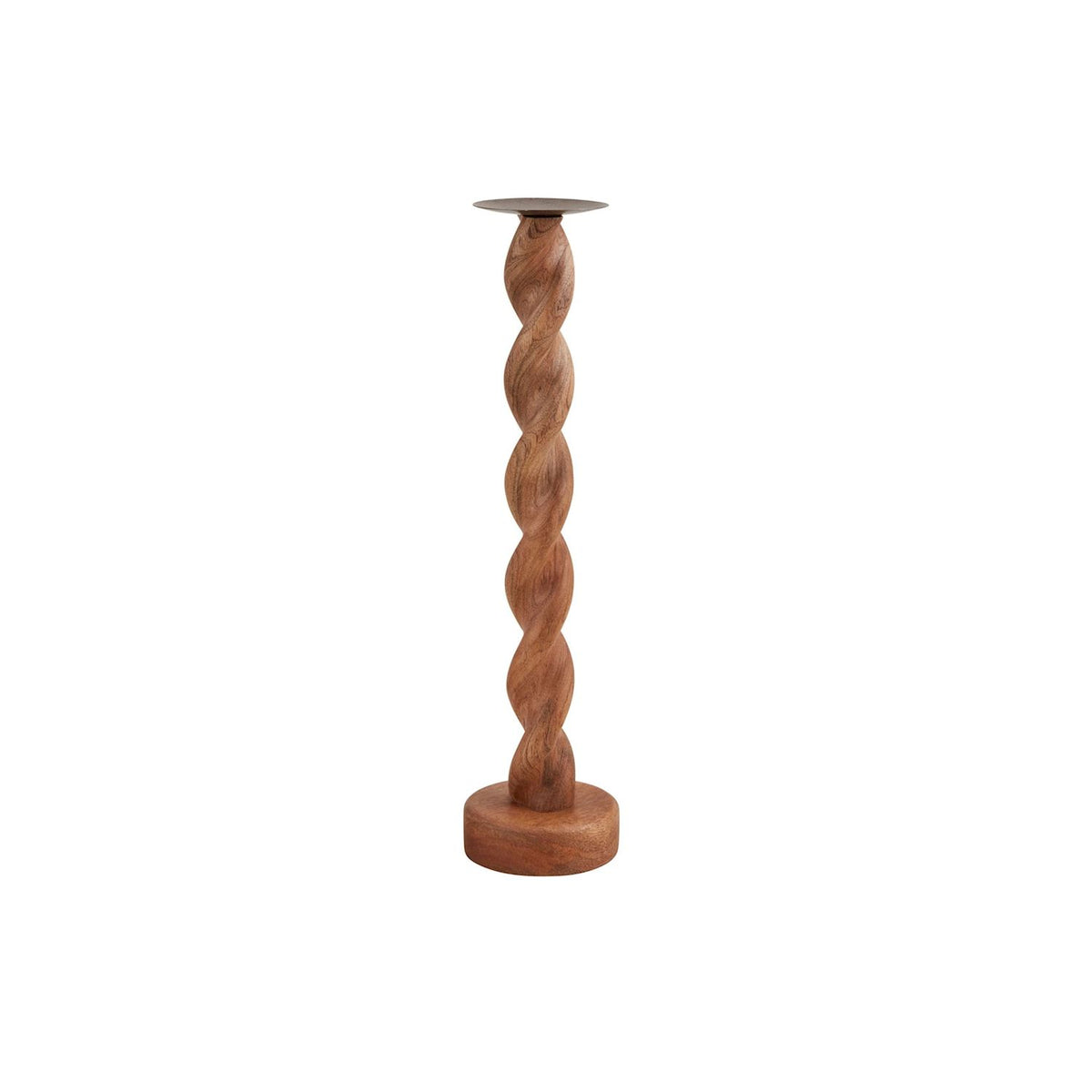 MED TWISTED WOOD CANDLESTICK