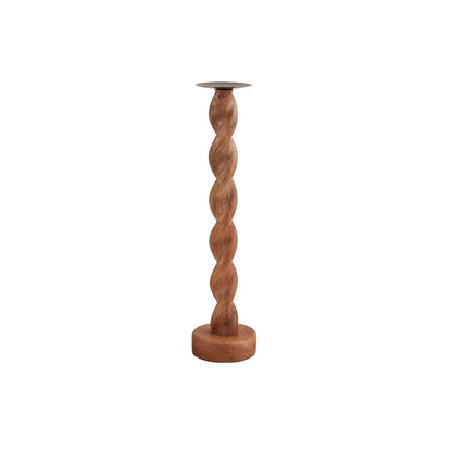 MED TWISTED WOOD CANDLESTICK