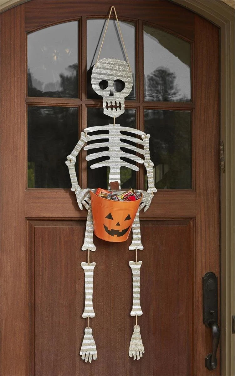 Tin Skeleton Candy Bucket Hanger