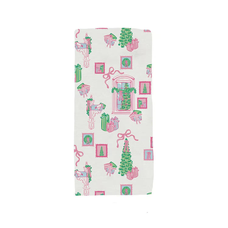 Christmas Cottage Pattern Tea Towel
