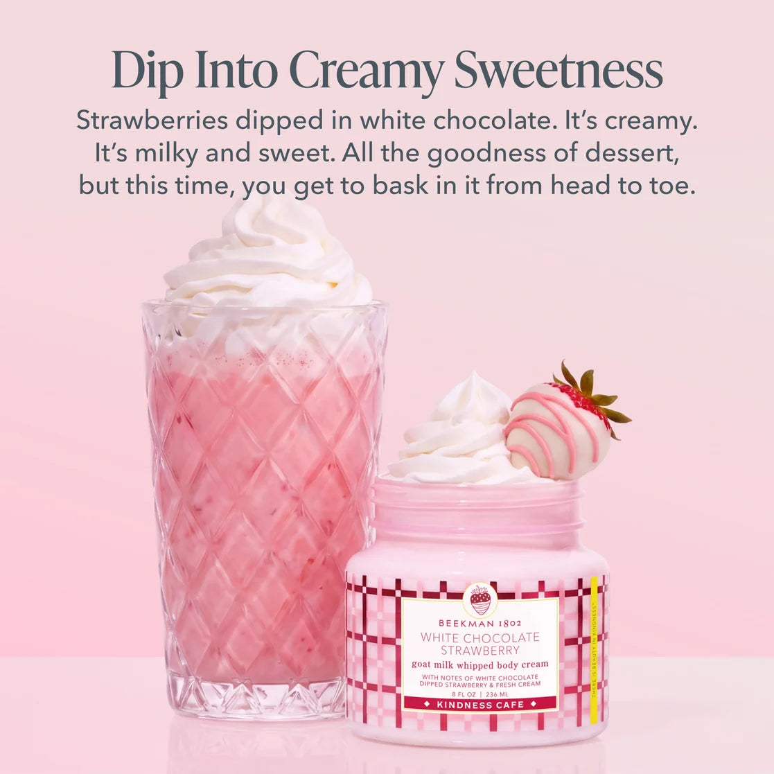 White Chocolate Strawberry Whipped Body Cream - 8 oz