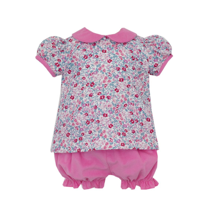 Pink Corduroy & Floral Bloomer Set