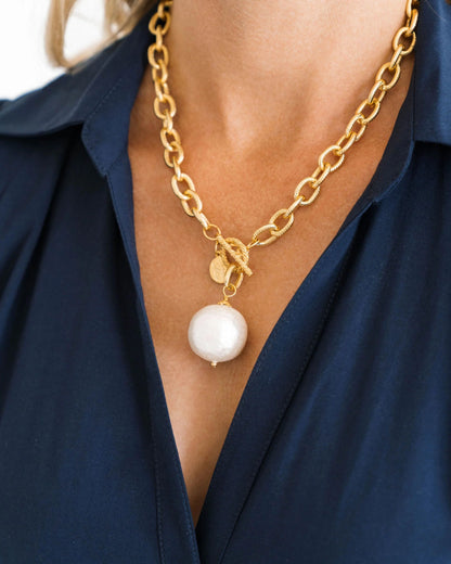 Cotton Pearl Toggle Necklace