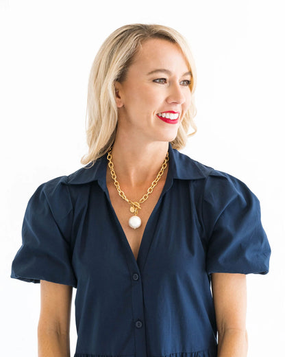 Cotton Pearl Toggle Necklace