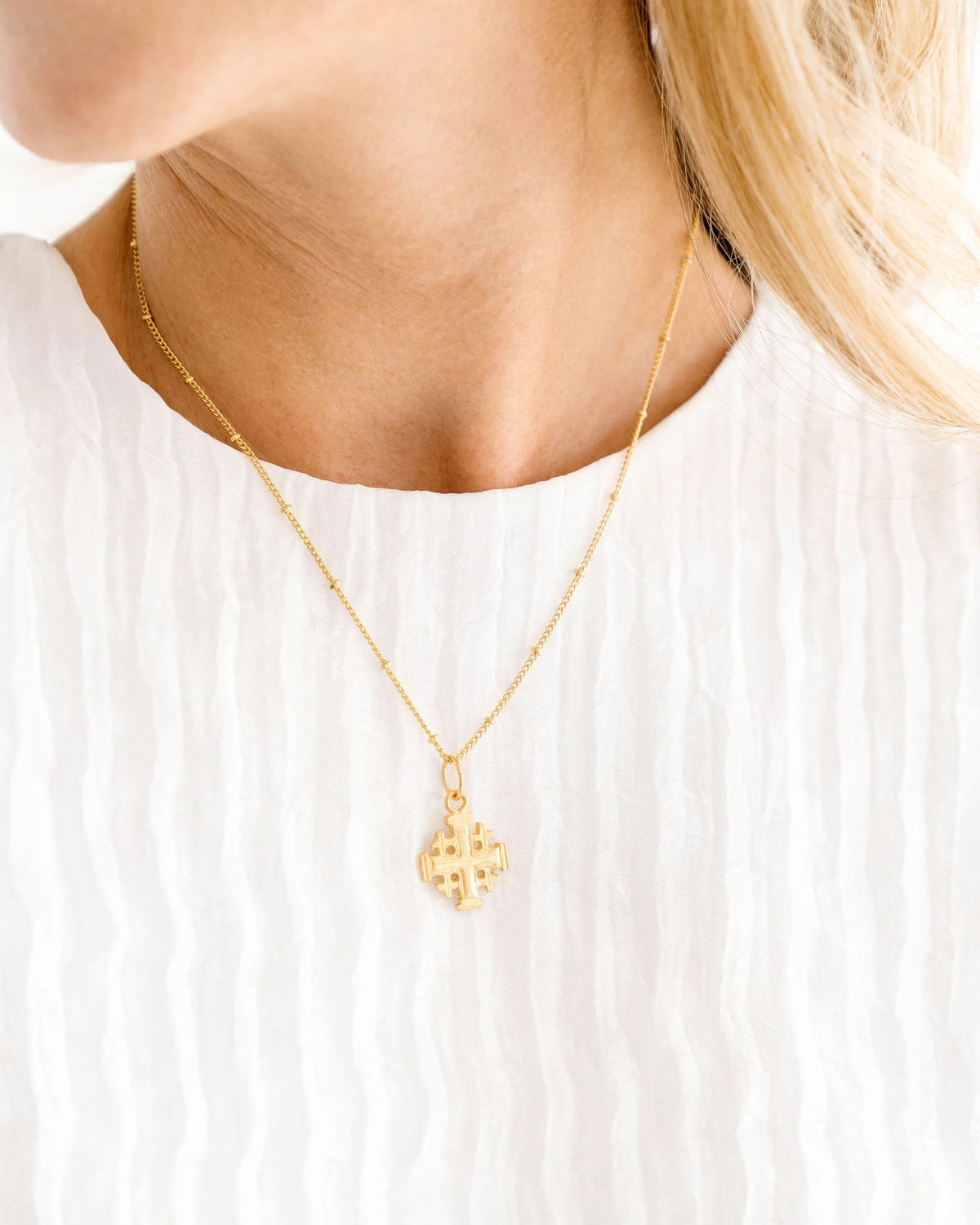 Dainty Jerusalem Cross Necklace