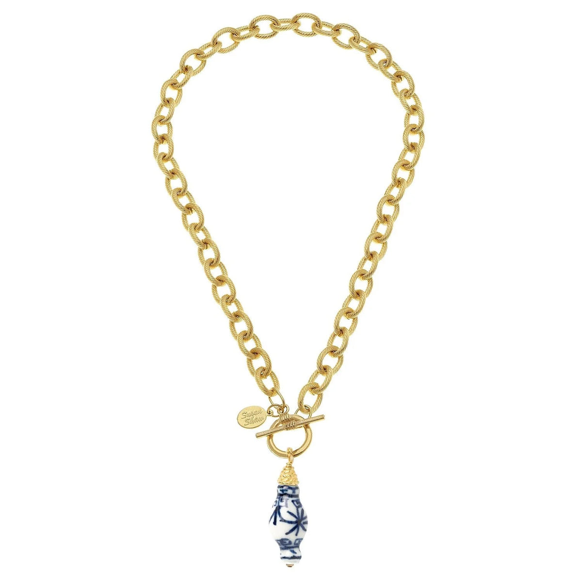Blue & White Porcelain Vase Toggle Necklace