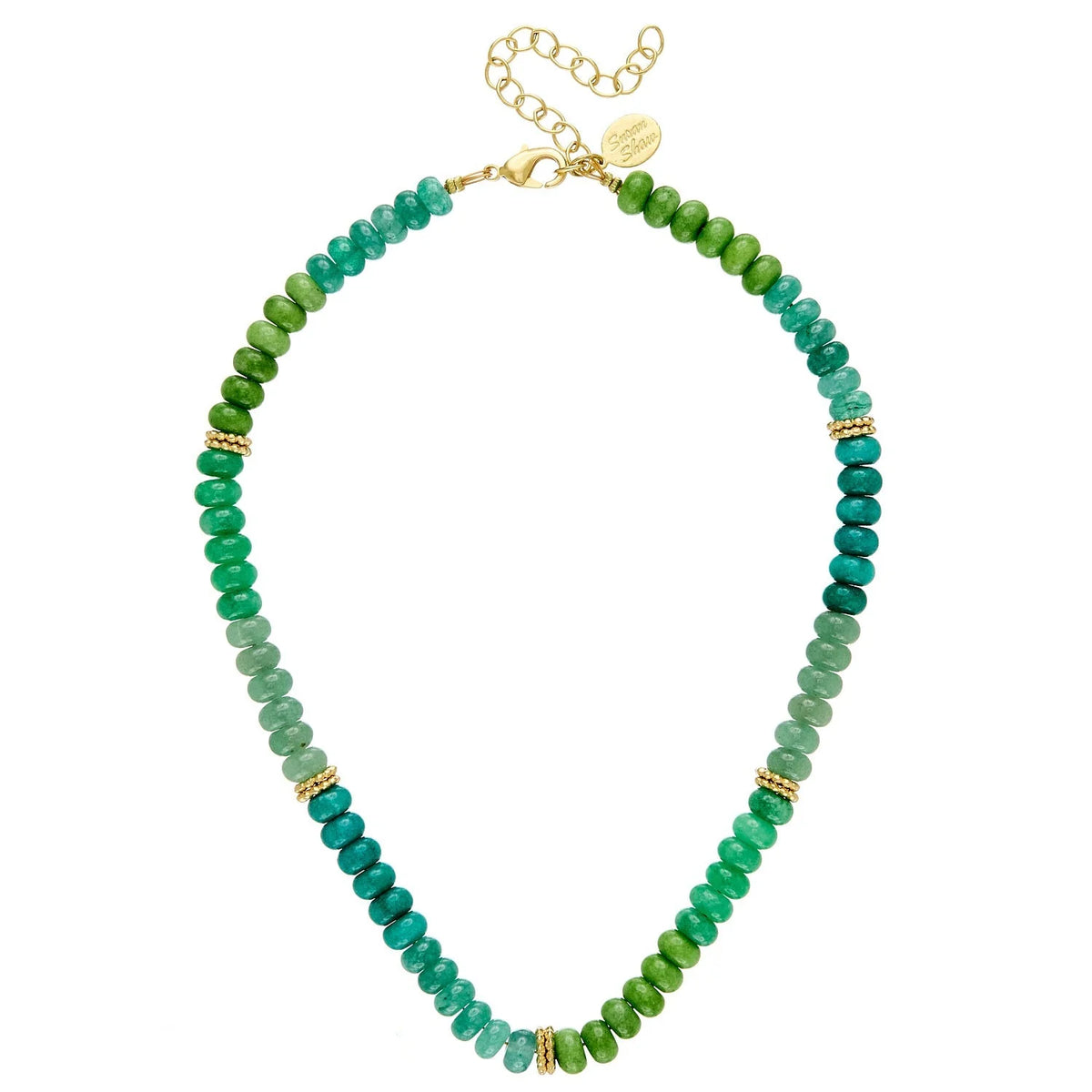 Multi Green Jade & Gold Bead Necklace