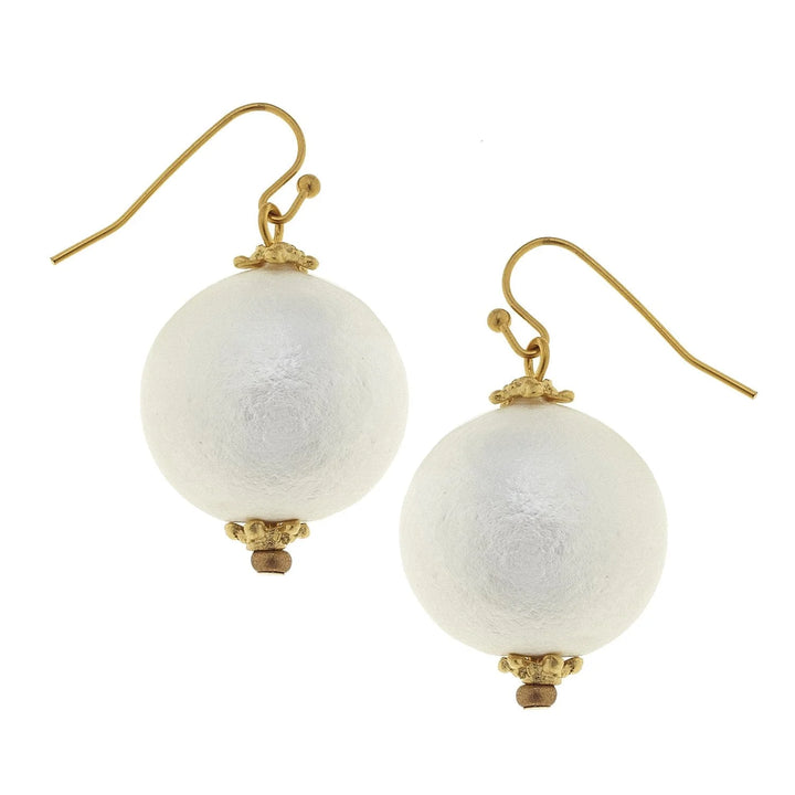 Cotton Pearl Drop Earrings