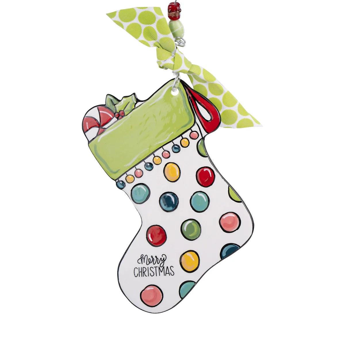 Polka Dot Stocking Flat Ornament
