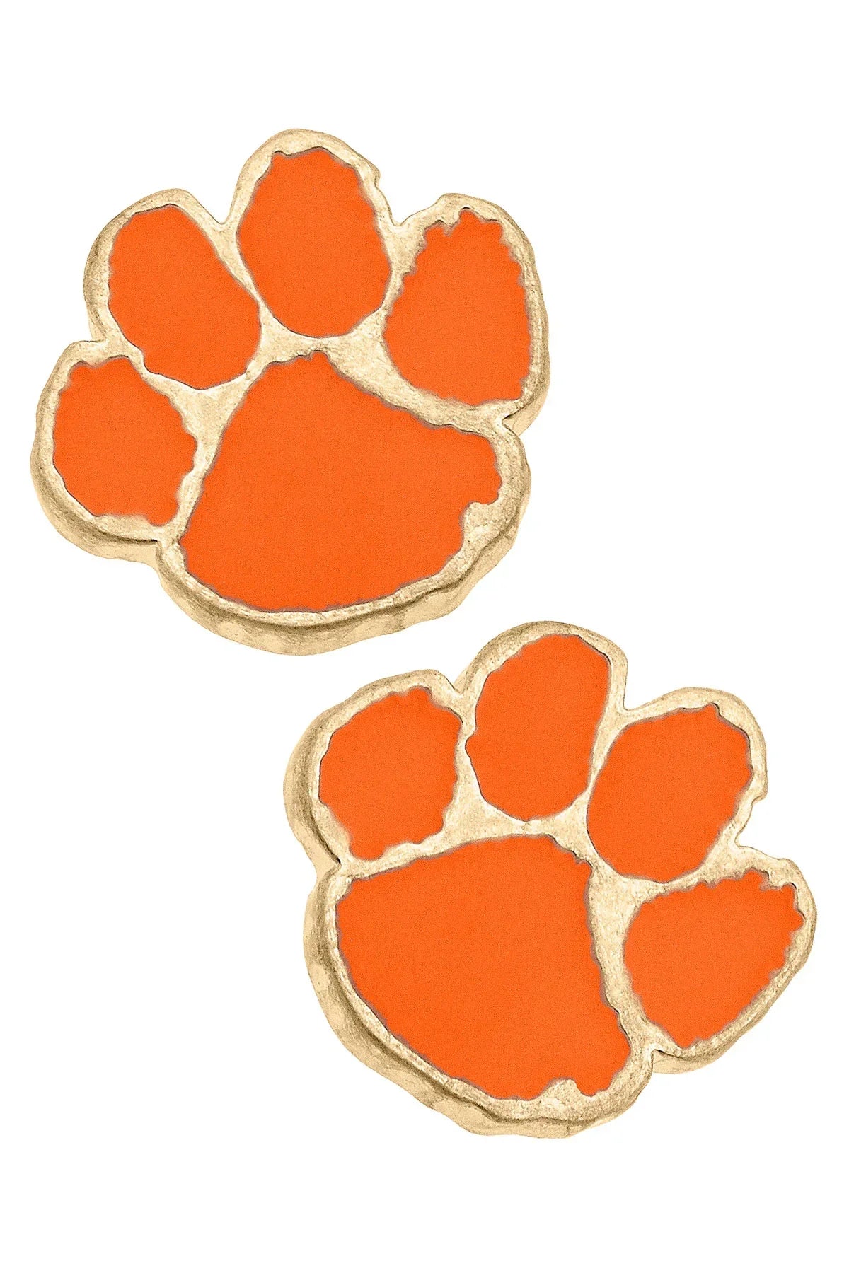 Clemson Tigers Enamel Logo Stud Earrings in Shiny Gold