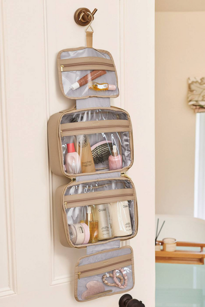 Hanging makeup and toiletry bag