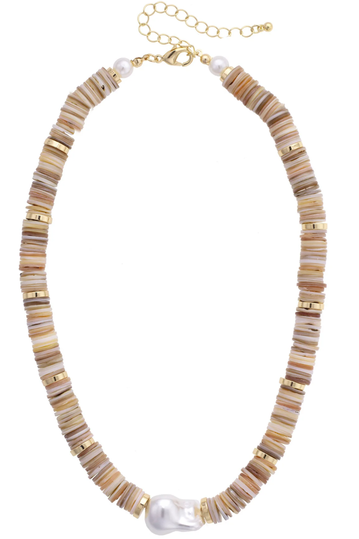 Leandra Pearl Shell Necklace in Natural