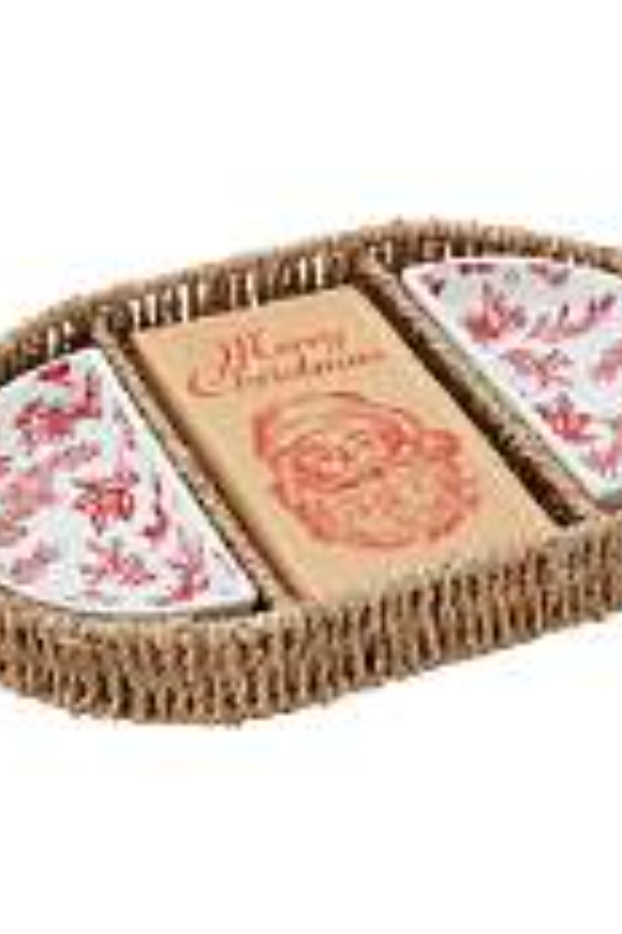 Toile Napkin Dish Tray Set