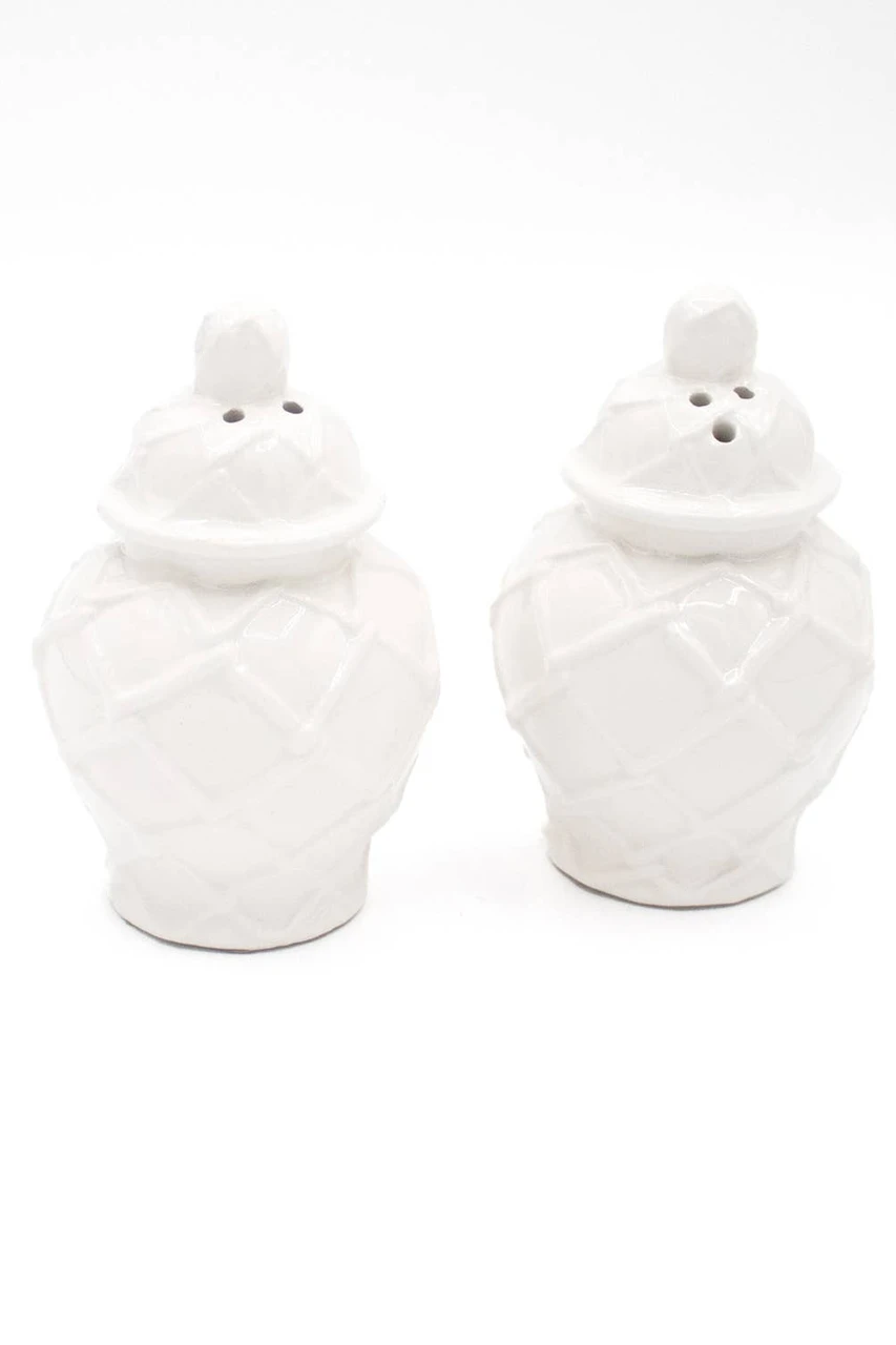 White Textured Jar Salt & Pepper Shaker Set
