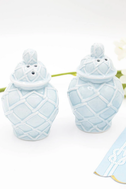 Blue Textured Jar Salt & Pepper Shaker Set