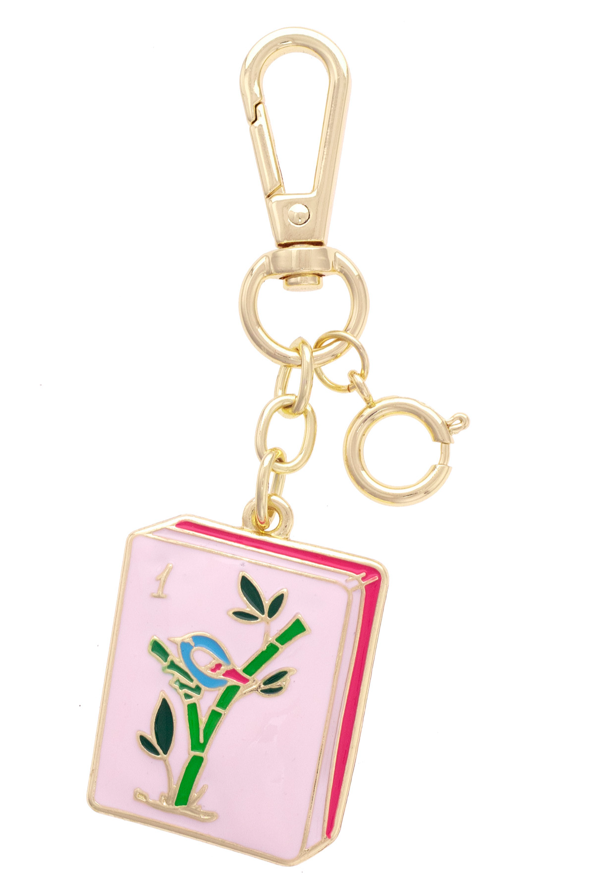 Mahjong Tile Enamel Bag Charm Pink