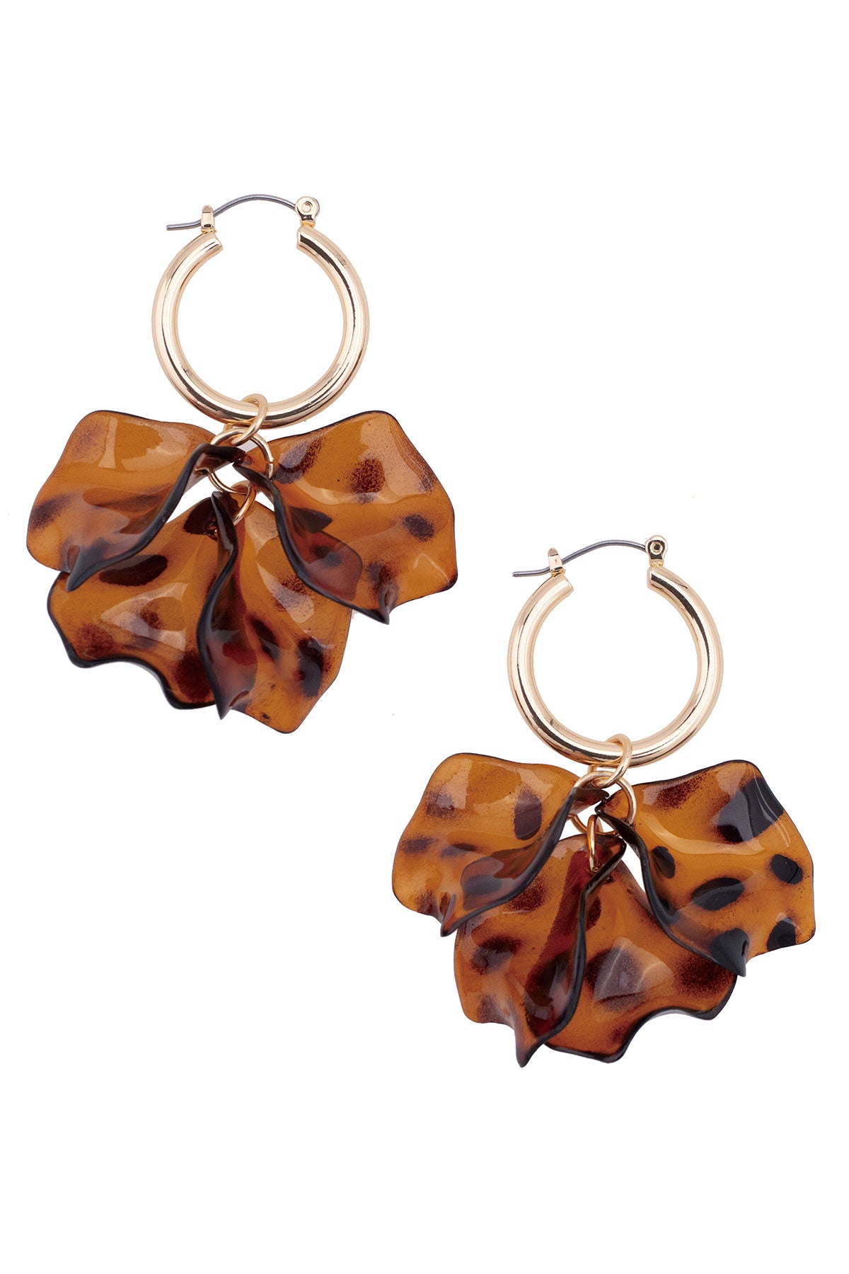 Tatiana Cluster Drop Hoop Earrings Tortoise