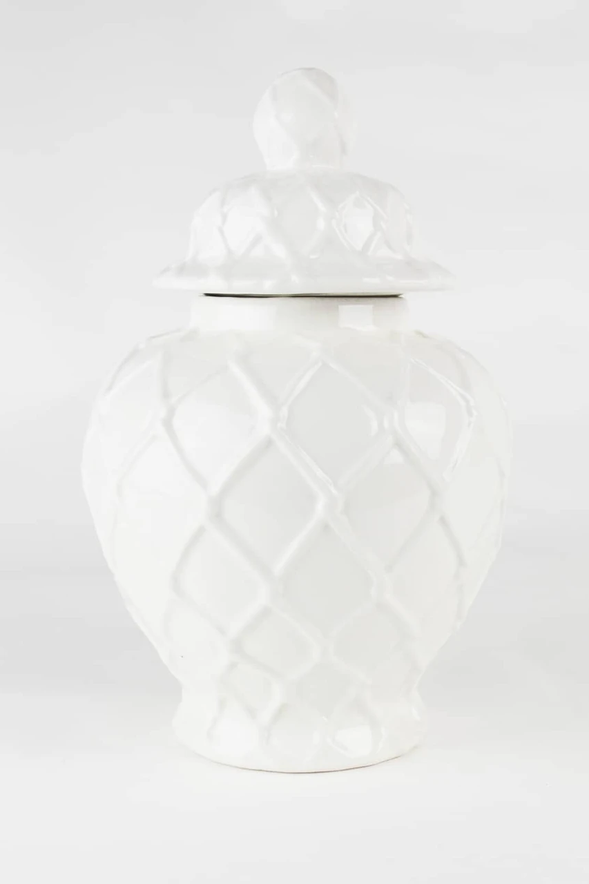 White Large Textured Ginger Jar
