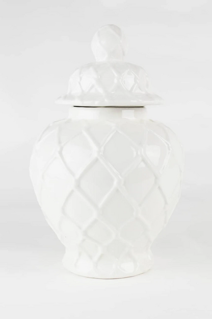 White Large Textured Ginger Jar
