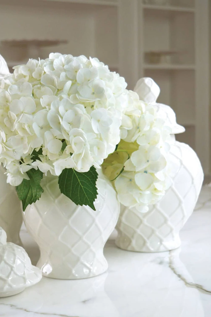 White Large Textured Ginger Jar