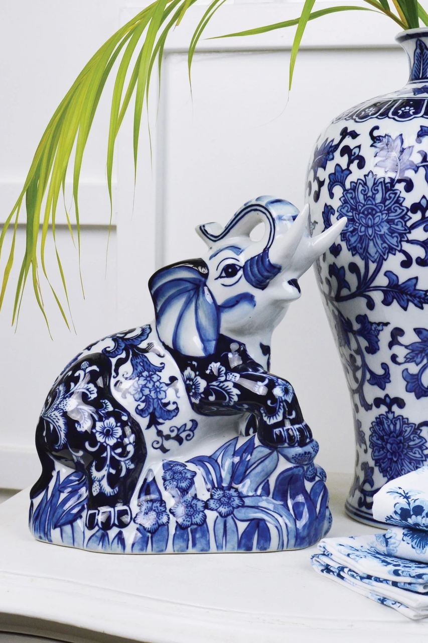 blue and white elephant figurine