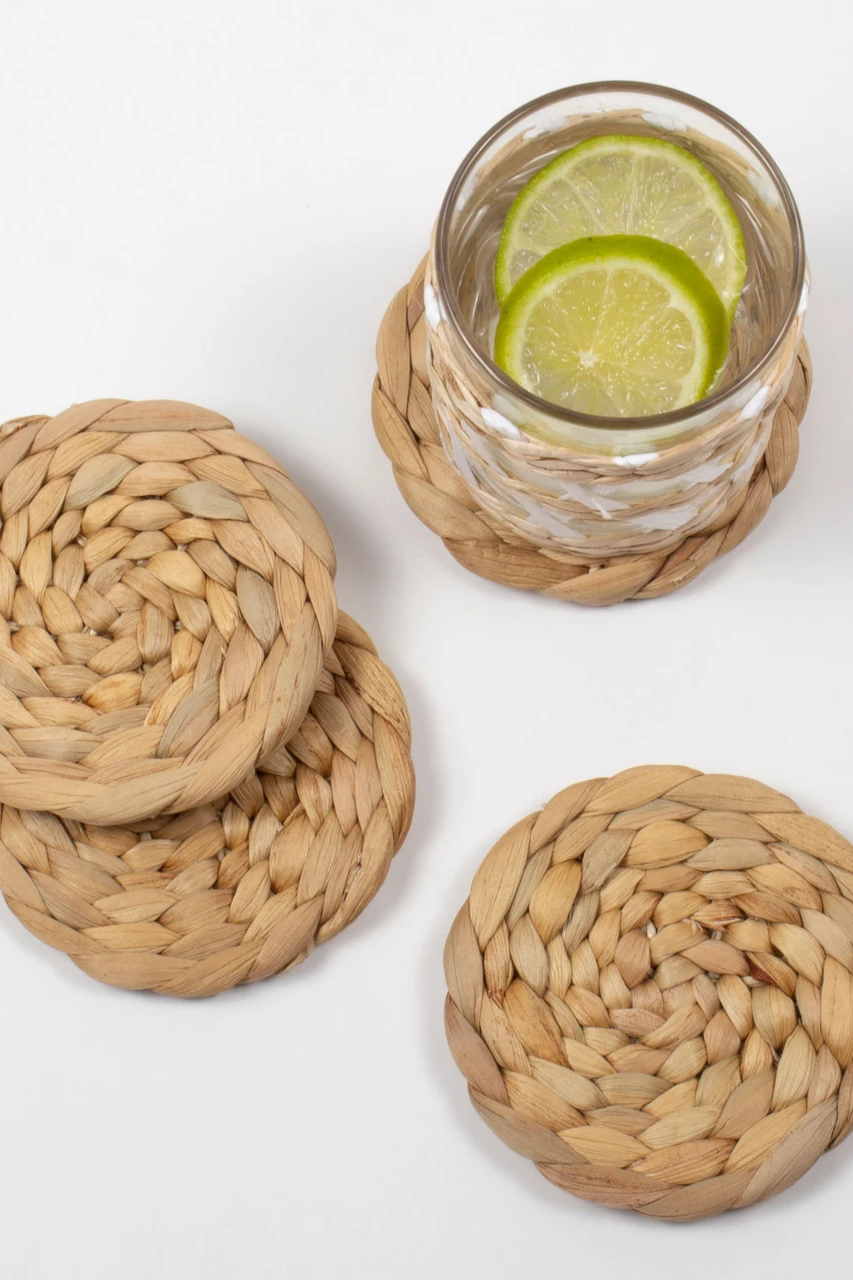 4PC Coaster Set - Nat Woven