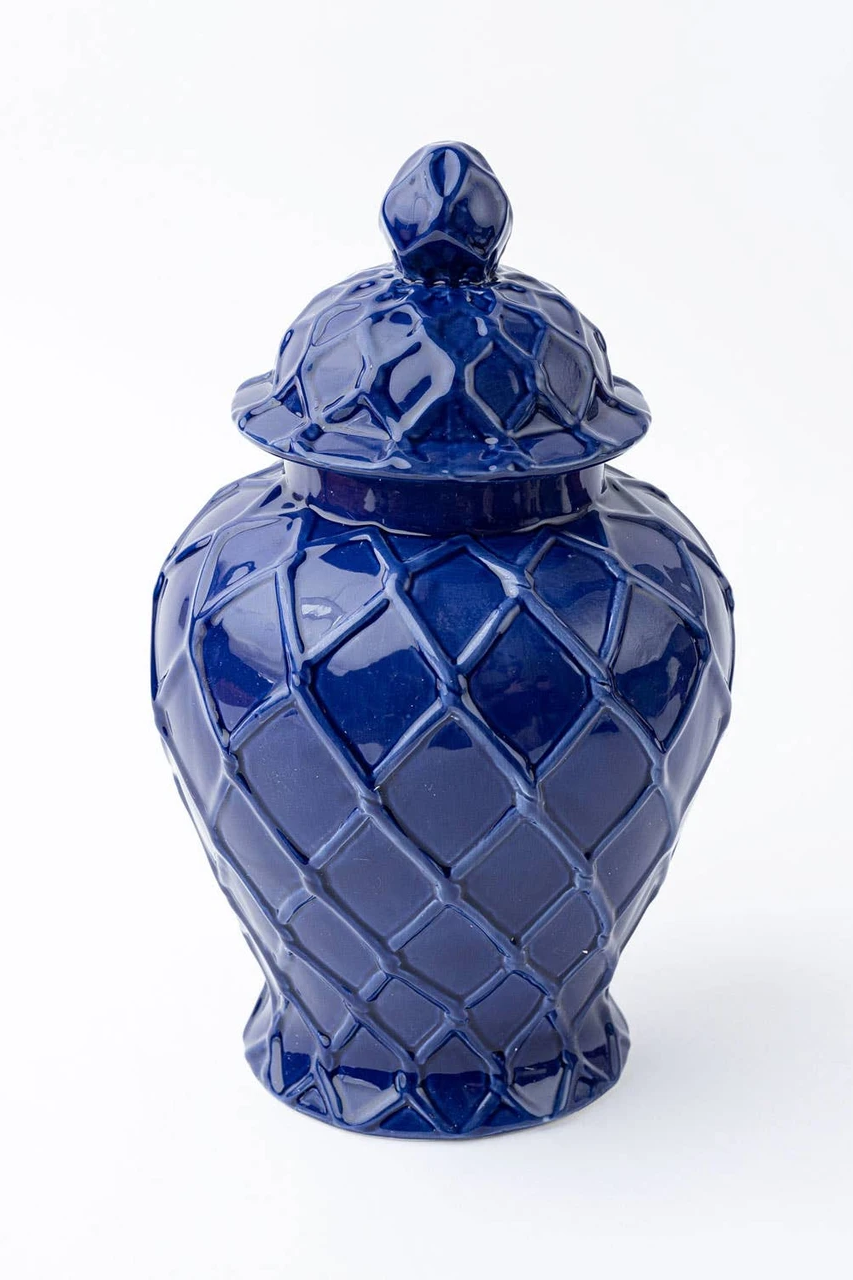 Navy Large Textured Ginger Jar