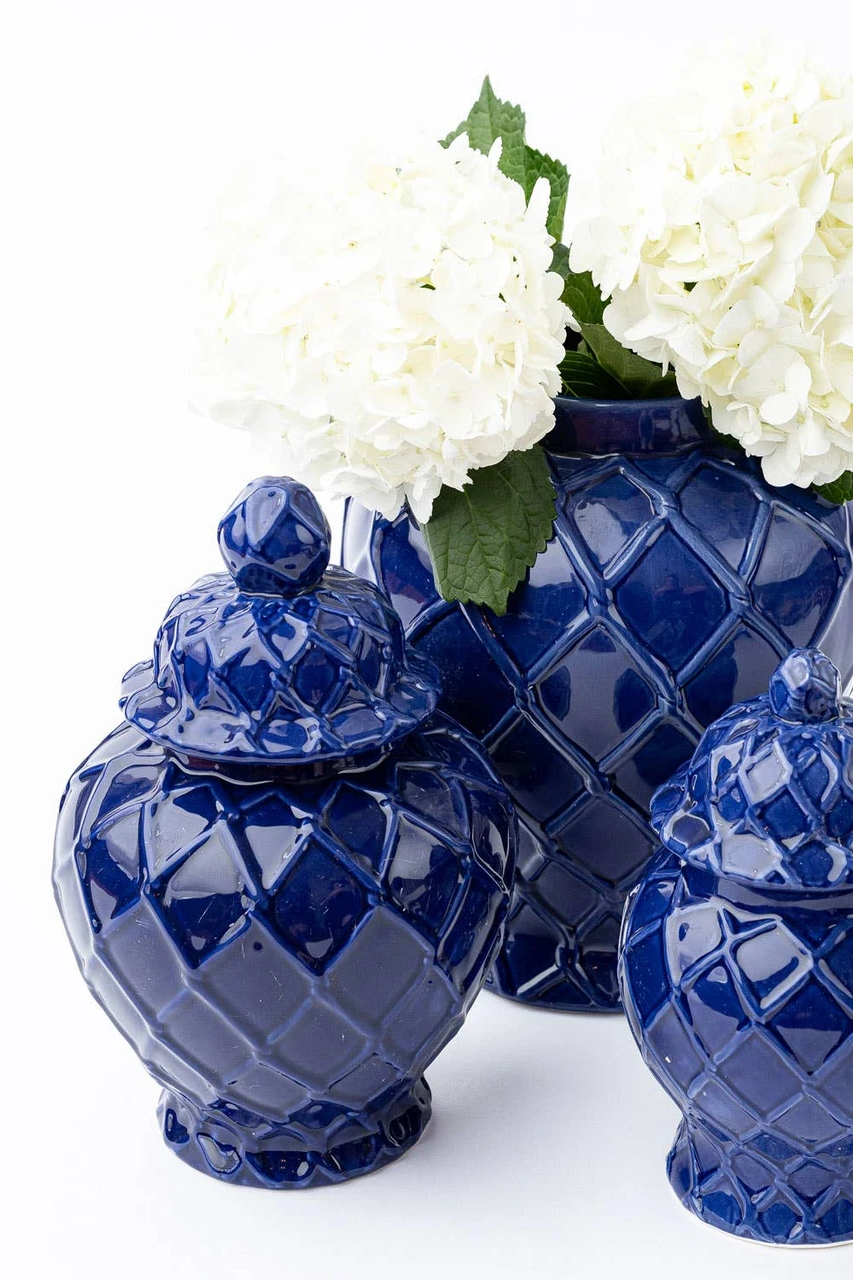 Navy Large Textured Ginger Jar