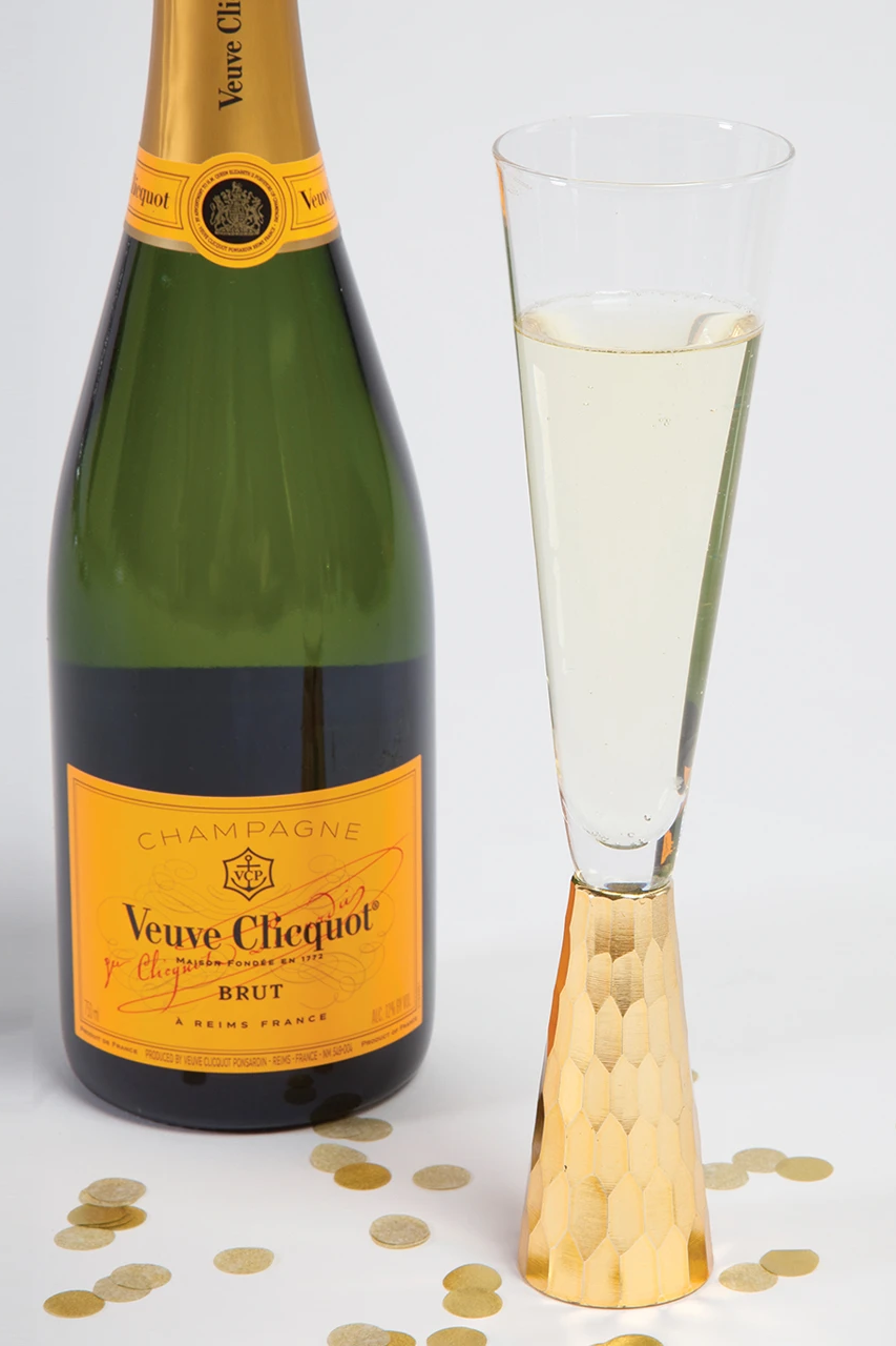 Gold Hammered Champagne Glass