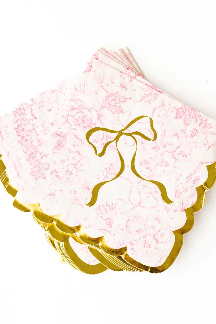 Pink Bow Toile Napkins