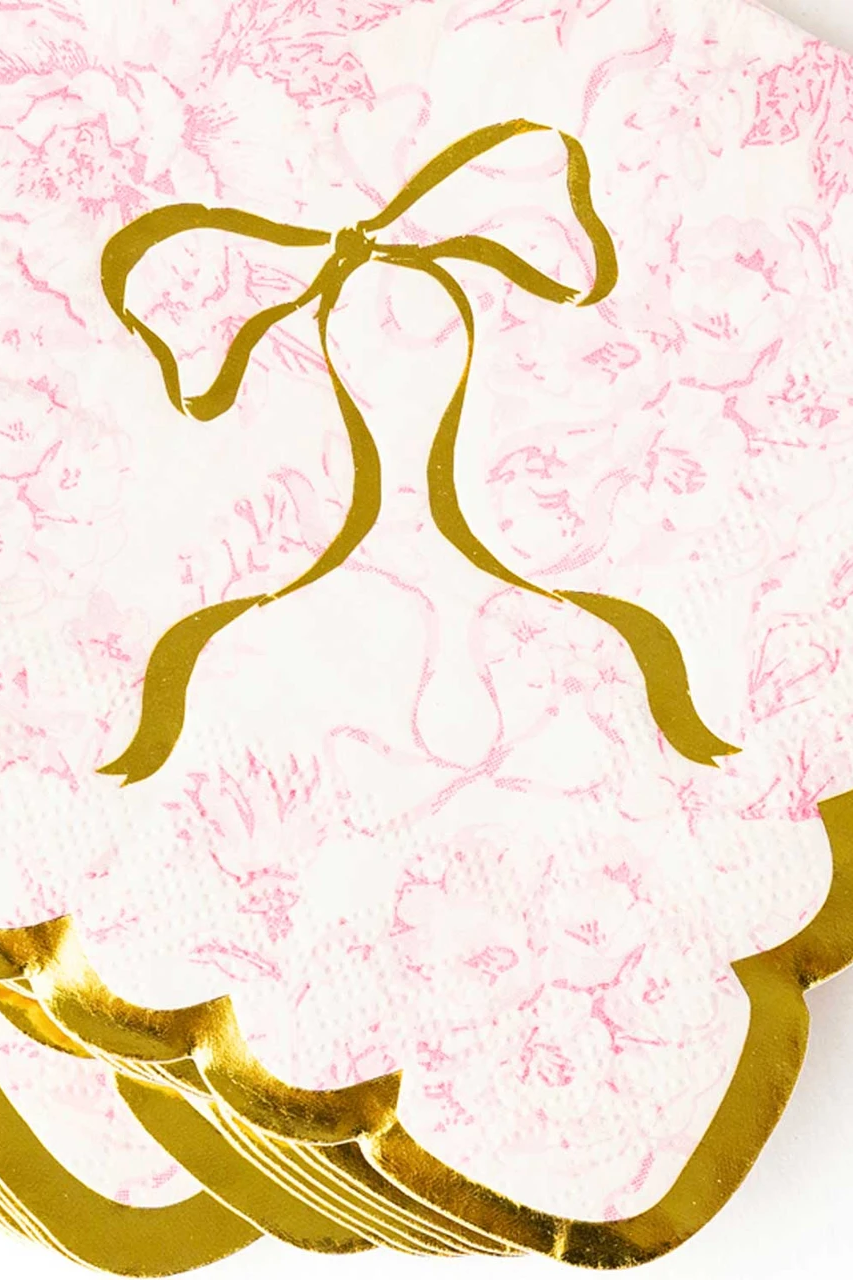 Pink Bow Toile Napkins
