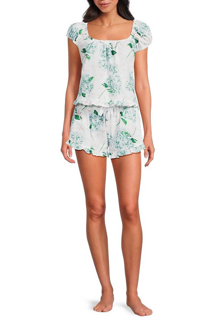 Hydrangea Scoop Neck Cap Sleeve Pajama Set