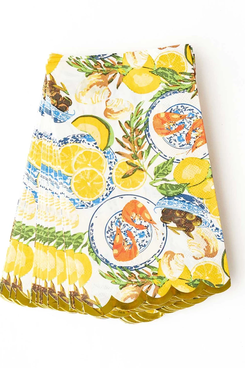 Lemon Santorini Paper Guest Towel Packs
