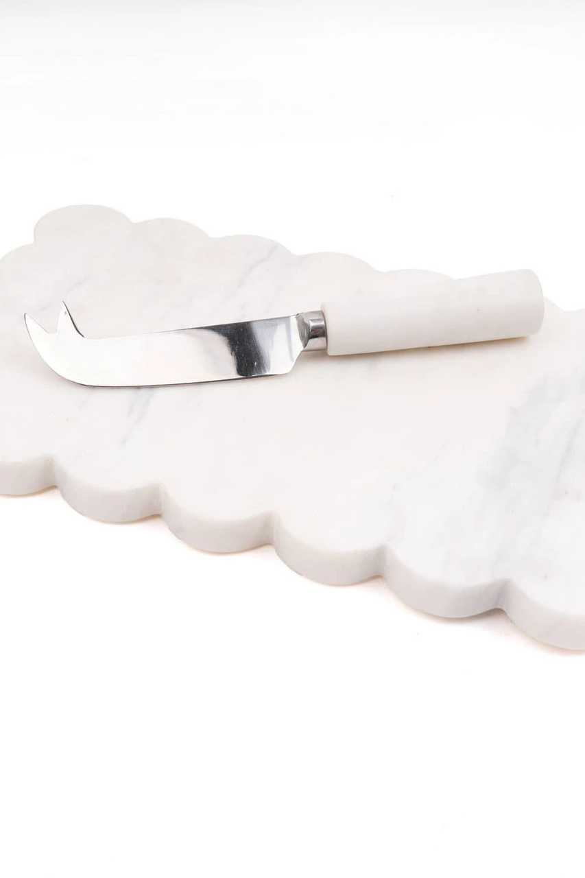Marble Scalloped Cheese Board & Knife Set