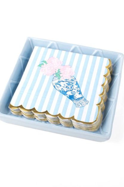 Blue Textured Beverage Napkin Tray
