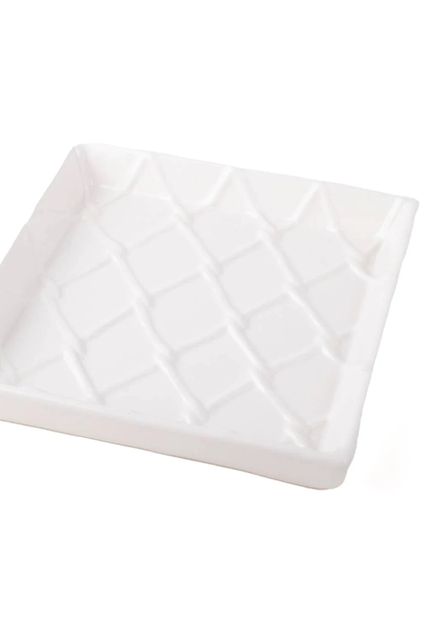 White Textured Beverage Napkin Tray