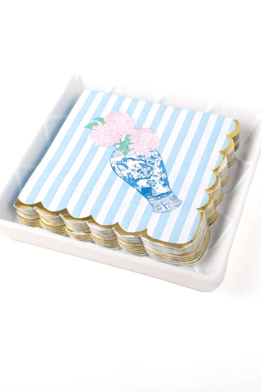 White Textured Beverage Napkin Tray