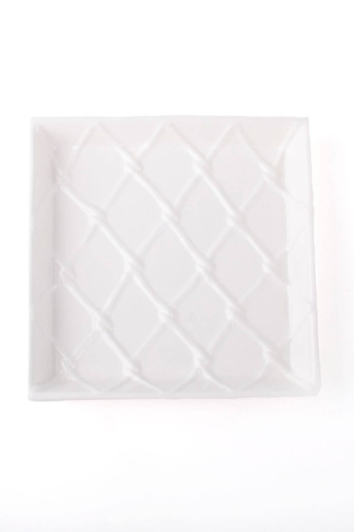 White Textured Beverage Napkin Tray
