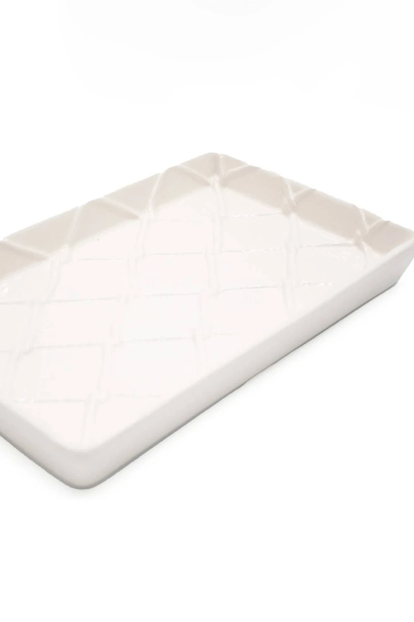 White Textured Guest Towel Tray