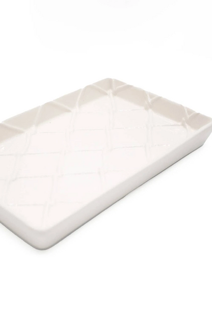 White Textured Guest Towel Tray