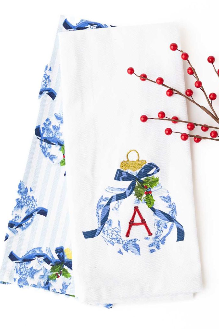 Initial Holiday Chinoiserie Towel